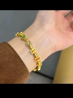 Gold Mahjong  Tile Bracelet, Luck & Prosperity MahJong Jewelry Mah Jongg gift